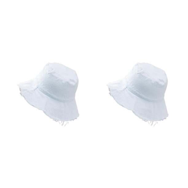 Qarigey Manténgase seguro con estilo Elegante sombrero de protección solar para exteriores Casual Comfort Bucket Hat Caps blanco blanco 2Conjunto