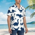 thumbnail image 3 of Disketp Hawaiian Shirts For Men,Collection Of Cute Cartoon Dinosaurs Blue Silhouette Pattern Print Mens Casual Short Sleeve Button Down Shirts Beach Shirt, 3 of 7