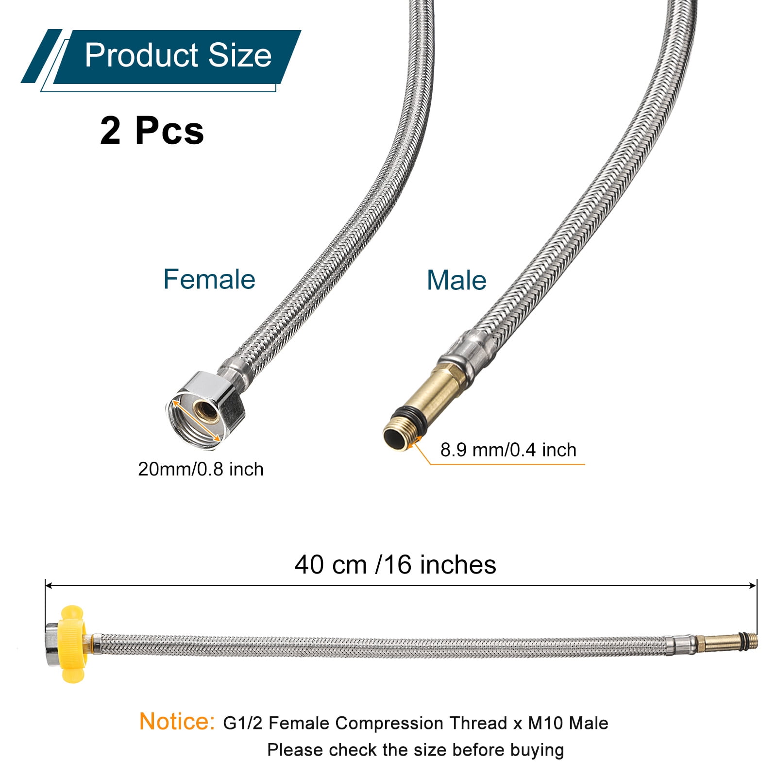Unique Bargains Faucet Supply Lines Bathroom Kitchen Use Compression Silver