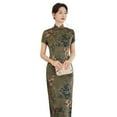 thumbnail image 2 of Vestido cheongsam chino de seda sintética para mujer, vestido de baile oriental, qipao largo, 2 of 8