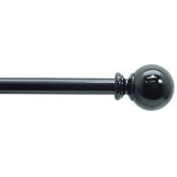 5/8-Inch Round Metal Decorative Curtain Rod by Graber, 48 to 84-Inch Adjustable Width (Black with Ball Finials)