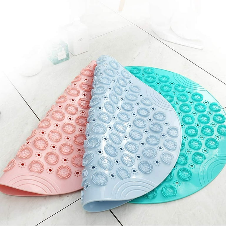 Dragonus Textured Surface Round Non Slip Shower Mat Anti Slip Bath Mats  with Drain Hole in Middle for Shower Stall,Bathroom Floor