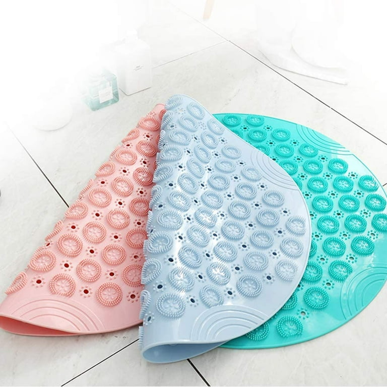 Shower Mat Non-slip Round Bathroom Mat With Strong Rubber Suction Cups And  Drain Holes Pvc Washable Shower Massage Foot Pad For Kids, Adults, Elderly