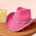 thumbnail image 4 of Adult Sequin Cowboy Hat Western Cowgirl Hat Texan Country Cowboy Hatsfor Women Fancy Dress Accessory,One Size, 4 of 5