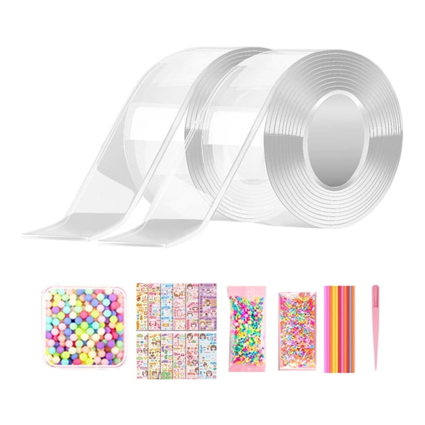 Cinta adhesiva de doble cara transparente para hacer burbujas, no deja marcas, juguete sensorial impermeable para decoración del hogar y el baño para adultos. 2 piezas