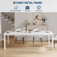 thumbnail image 3 of 79" Long Dining Table for 6-8 People, Large Rectangle Kitchen Table with Sturdy Metal Legs, Modern Industrial Dining Room Table with Round Corner,White Faux Marble/White, 3 of 8