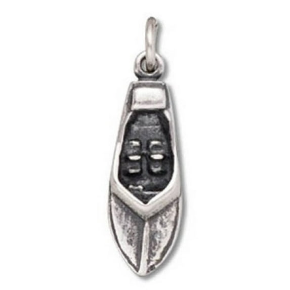 Sterling Silver 24" 1.2mm Box Chain 3D Touring Speed Ski Boat Pendant Necklace