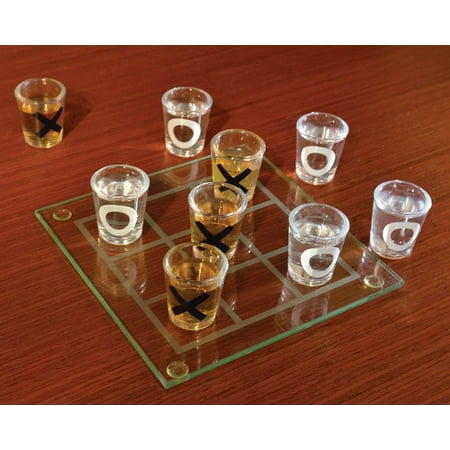 Shot Glass Tic Tac Toe - Portable Three In A Row Drinking Game Mini Shot Glass With Glass Board Novelty Funny Adult Gift