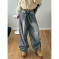 thumbnail image 5 of Biezeib Women Fashion Wide-Leg Jeans Gradient Loose Denim Pants Autumn Casual Ruched High Waist Trousers, 5 of 6