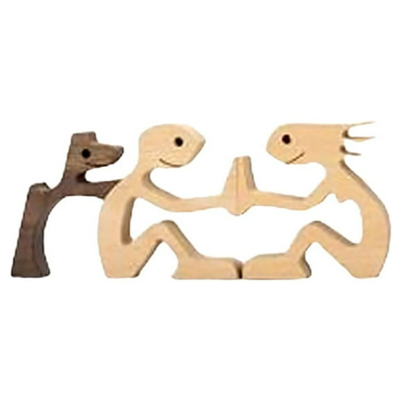 Wood Statue Human Pet Decorative Craft Ornament Sculpture Decor Human Showcase Sculpture Bedroom Living Room Figurine Home Themed Decoration Type 1