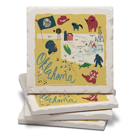 Thirstystone Oklahoma Home Tumbled Tile Coaster 4-Pack