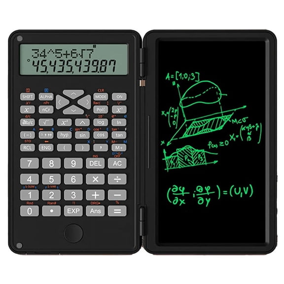 Scientific Calculators, 12-Digit LCD Display Pocket Office Desktop Calculator for Home School Meeting and Study,Black,1 x Calculator Notepad,Black