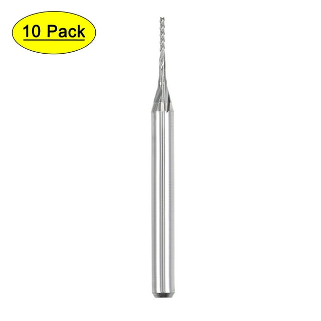 Unique Bargains 10Pcs 0.7mm Carbide End Mill Engraving Milling Cutter CNC Router Bits for PCB Machine 1/8' Shank