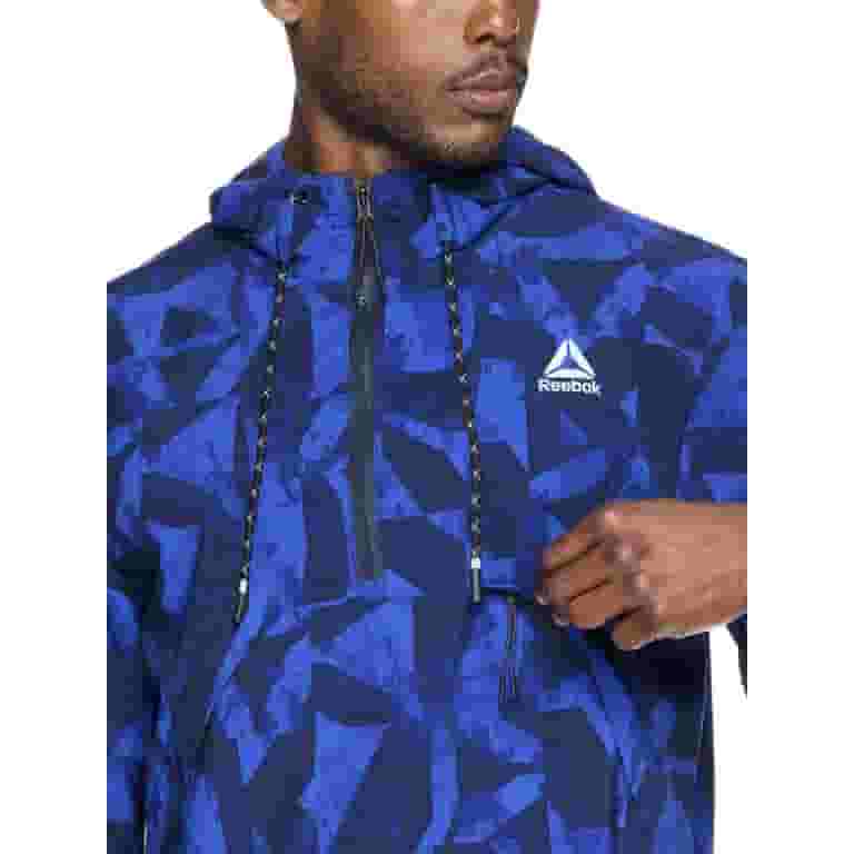 【REEBOK】 Hidden Ventil Half Sleeve Hood Anorak☆追跡可 Reebok Mens and Big Mens Half Zip Woven Anorak Hoodie, up to