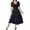 *Black, variant on VBVC Women's Scalloped V Neck Lace Short Sleeve Midi Dress , Ladies' Fit and Flare Casual Dress , Elegant A Line Party Dress For Women,Coffee,S-5XL