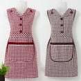 thumbnail image 6 of Mightlink Cooking Apron Tie Back Design Plaid Large Pocket Lapel 5 Buckles Oil-proof Cotton And Linen Kitchen Apron Anti-greasy Anti-wear Overalls for Dining Room, 6 of 6
