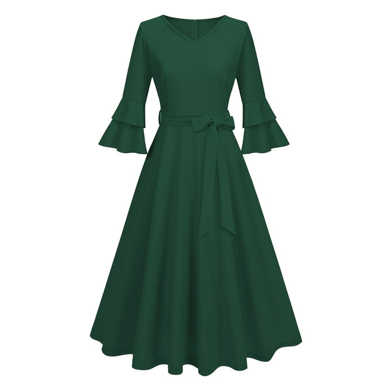 strapless open back dress 1940s Ruffle Wrap Reversible Puff Sleeve Dress main image 0