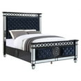 thumbnail image 7 of ACME Varian II Queen Bed in Dark Navy Velvet and Black and Silver, 7 of 7