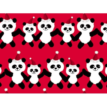 1 Pack, Panda Claus Wrapping Paper 24" x 833', Full Ream Roll for Party, Holiday & Events, Made in USA