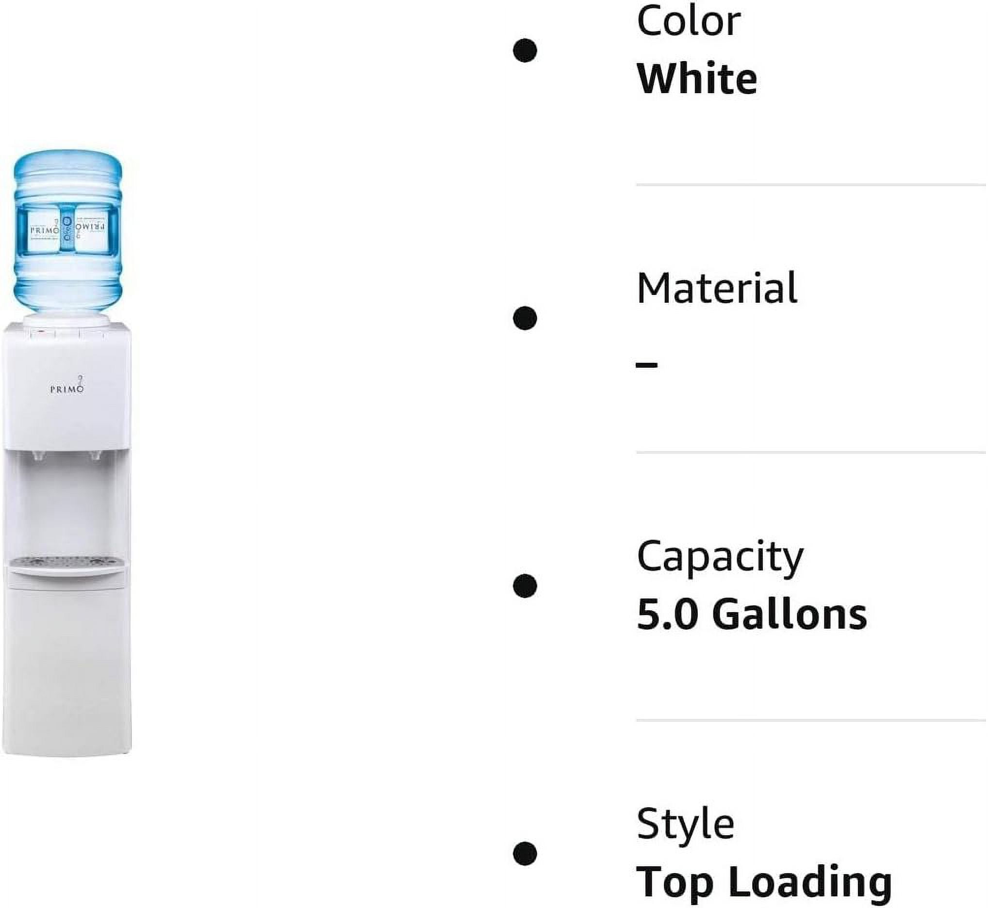 Primo Top-Loading Water Dispenser - Hot and Cold, Child Safety Lock - 5 Gal, White