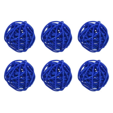 Uxcell 6 Pcs Wicker Rattan Balls 1.2 Inch Rattan Decorative Balls Vase Fillers for Wedding Party Navy Blue