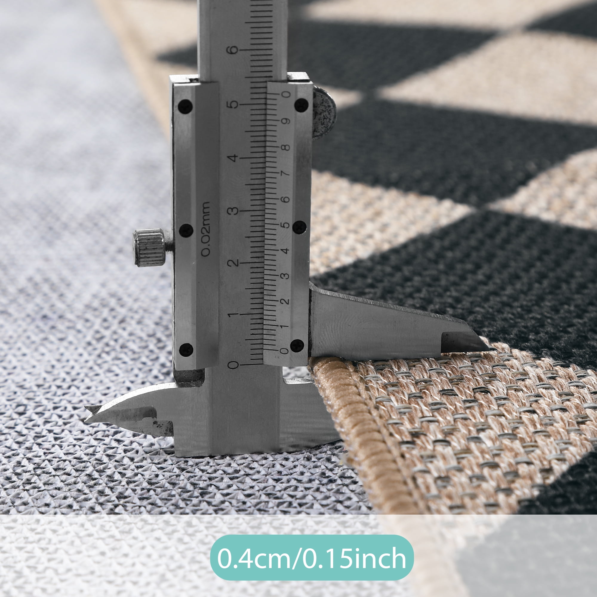 SUNDEREY 2'x3' Easy Jute Area Rug, Washable Small Front Door Mat Rug for Entryway Non Slip, Modern Geometric Kitchen Mats for Floor, Checkered Indoor Carpet for Living Room Bathroom RV,Black