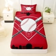 thumbnail image 3 of Erosebridal Cartoon Baseball Twin Sheet Sets, Sports Gaming Bedding, Red Black, 3 Pieces, 3 of 5