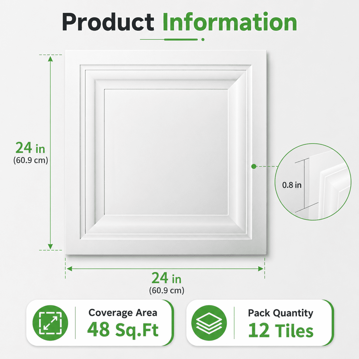 Yeslife 12-Pack White PVC Drop Ceiling Tiles 2x2 ft, Waterproof Washable Reusable Ceiling Panels for Basement, Home & Office, Covers 48 sq ft