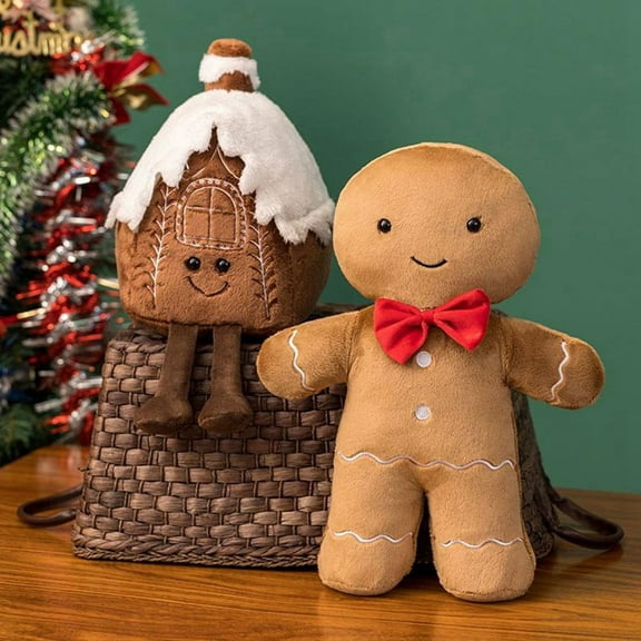 Christmas New Plush Pillow Stuffed Chocolate Cookie House Shape Decor Cushion Cute k10468