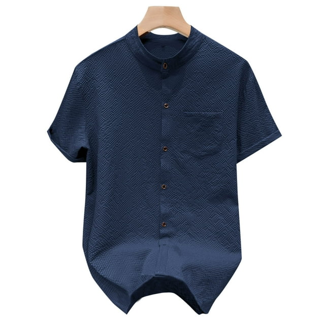 pstuiky camisetas camisas para hombre, Camisa casual de manga corta para hombre, estilo bolos vintage, estilo playero cubano, con botones, para verano ropa de hombre l