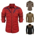 thumbnail image 2 of CENL Mens Long Sleeve Shirts Western Tribal Ethnic Vintage Retro Button Outwear Tops, 2 of 5