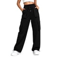 thumbnail image 6 of Mineart Women Solid Cargo Pants Casual Quick Dry Trousers with Elastic Drawstring Waist and Drawstring Hem Multi Pockets Button Trim for Outdoor Hiking, 6 of 9