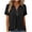 Black(Womens Shirts), variant on Womens Trendy T Shirts V Neck Button Solid Color Pleated Relaxed Fit Short Sleeve Blouses