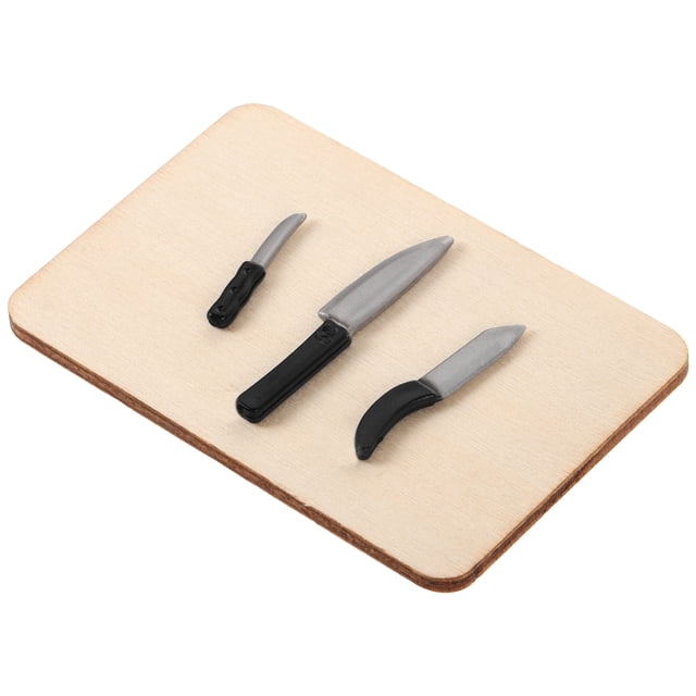 1 juego de accesorios en miniatura para casa de muñecas, escala 1/12, minicortadores de cocina con tabla de cortar, juego de simulación, modelos de escena de cocina para casa de muñecas