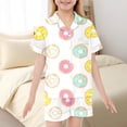 thumbnail image 2 of Pyjamas en Satin Imprimé Manches Courtes Ensemble de Hauts Boutonnés Pyjamas Décontractés pour Filles Garçons Mode, 2 of 7
