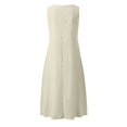 thumbnail image 4 of OSOLU Solid Color Summer Dresses For Women Casual Sleeveless Linen Flowy Beach Vacation Dress With Pockets Relaxed Fit Sundress Wedding Guest Dress, 4 of 5