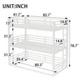 thumbnail image 2 of Twin XL over Twin XL over Twin XL Bed Frame, Metal Triple Bunk Bed with Safety Guardrails, Heavy-duty Triple Bed with Noise-reduced Design, White, 2 of 9