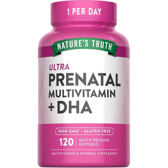Prenatal Vitamin for Women | 120 Softgels | Non-GMO & Gluten Free Mineral Supplement with DHA and Folic Acid | by Nature's  Truth