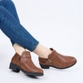 thumbnail image 6 of Ecetana Women's Chunky Low Heel Ankle Boots Round Toe Leather Western Short Booties with Side Zipper, 6 of 7