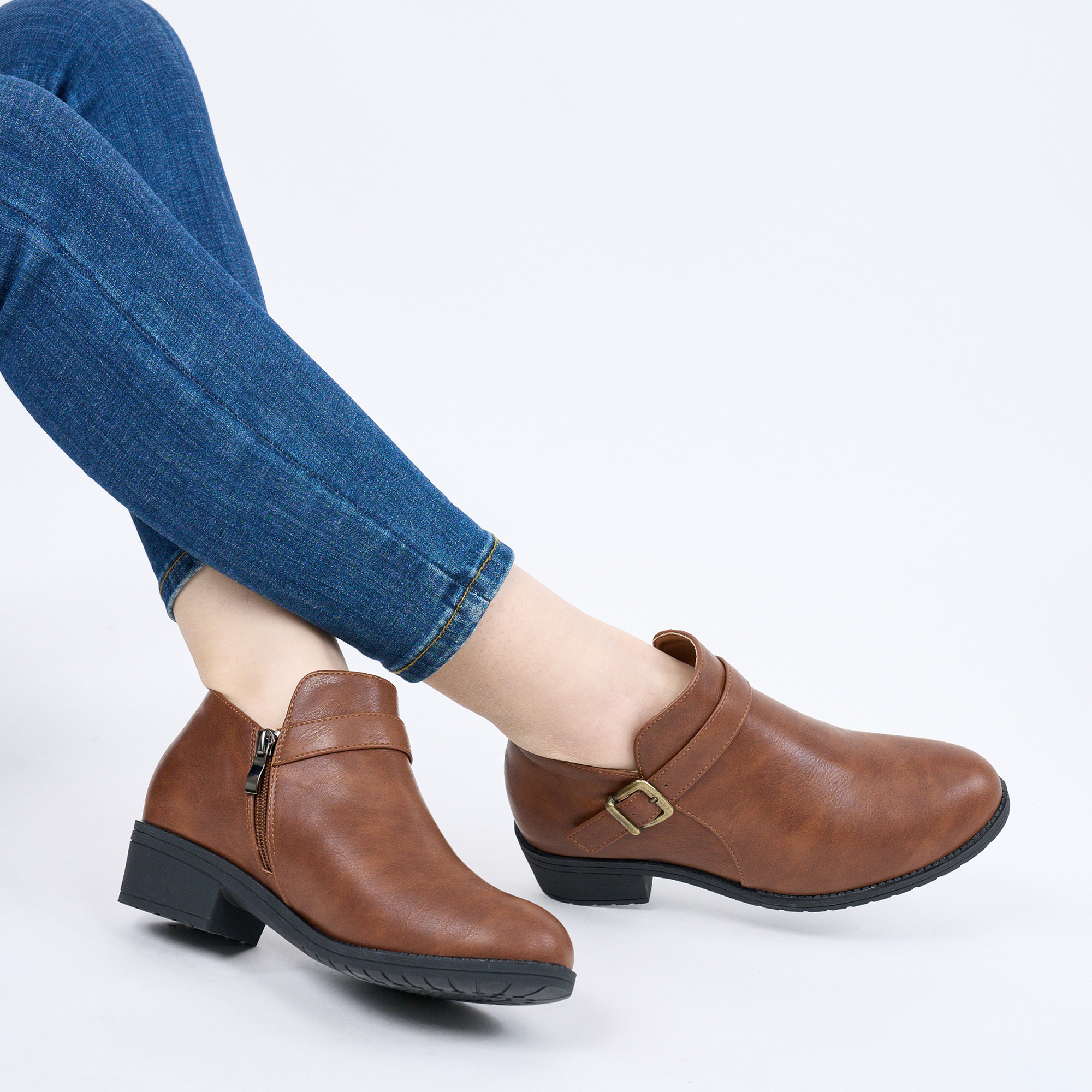 Ecetana Women's Chunky Heel Ankle Boots with Side Zipper photo 6