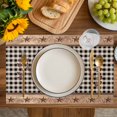 thumbnail image 4 of Vintage Texas Star Brown Placemats Set of 12, Black Plaid Berry Farmhouse Placemats for Dining Table, Place Mats for Kitchen Tabletop, Waterproof Wipeable Dining Table Mats Set, 4 of 9