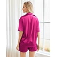 thumbnail image 3 of Ekouaer Pajamas Shorts for Women Silk Sleepwear Short Sleeve Pjs Shorts Set Soft Nightwear 2 Piece Lounge Set, 3 of 7
