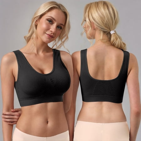 Juslio Minimizer Bras for Women Athletic Wirefree Vest Solid Yoga Bra