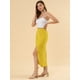 thumbnail image 3 of Falda larga con pliegues y abertura Allegra K Amarillo S, 3 of 6