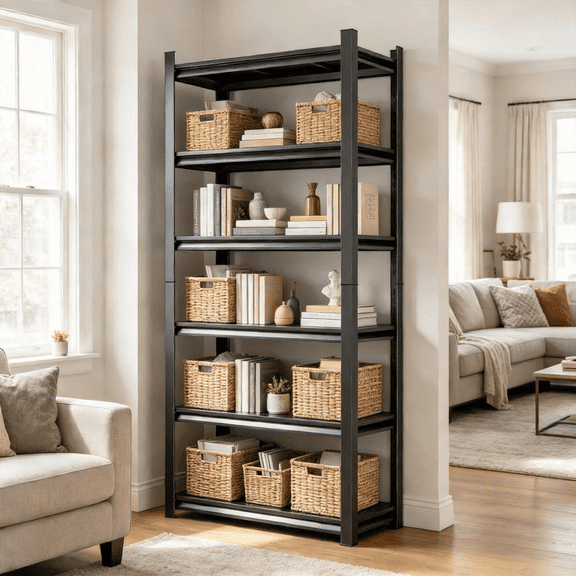40''W Heavy Duty Garage Shelving Unit 3000 lbs,5 Tier Adjustable Metal Shelves for Storage,Steel Industrial Shelving,63''H x 16''D Rack Shelf for Garage,Basement,Pantry