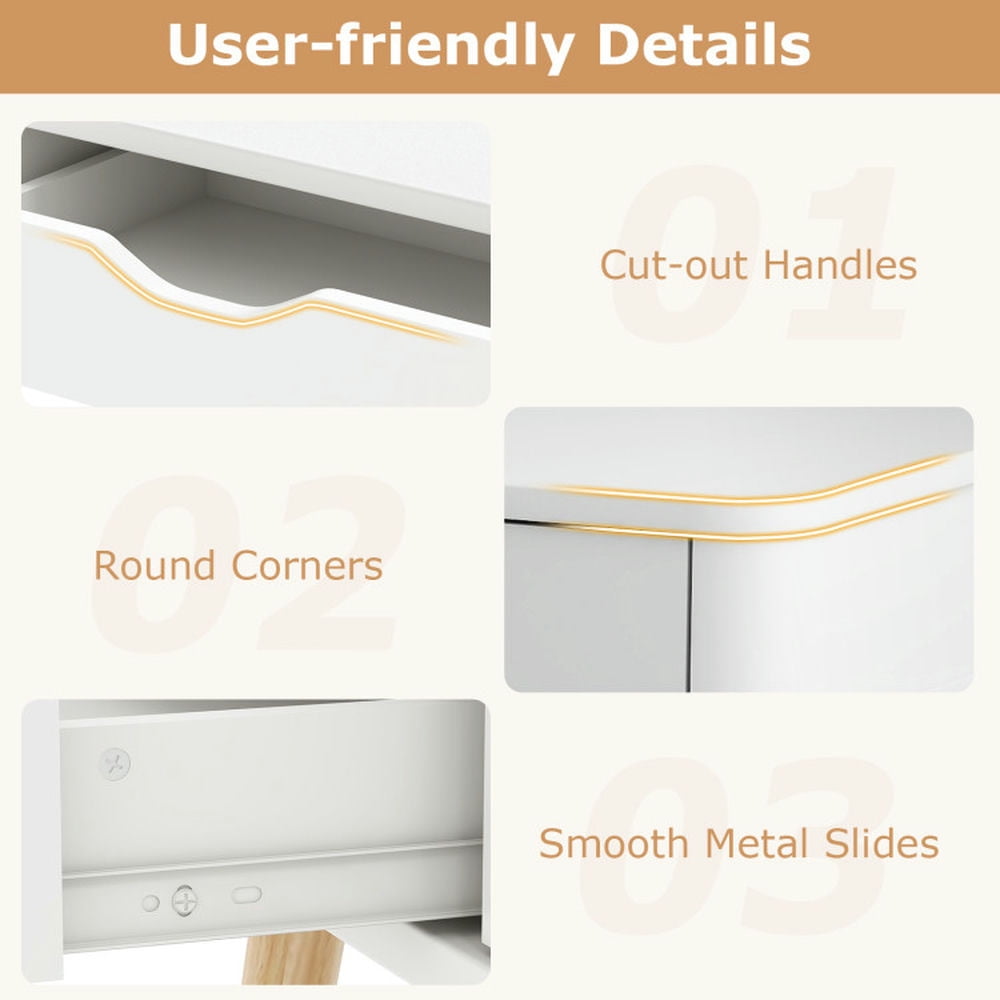 Demi Bonn 43.5" Computer Desk with 2 Drawers for Small Spaces, Home Office Desk Study Writing Table, White