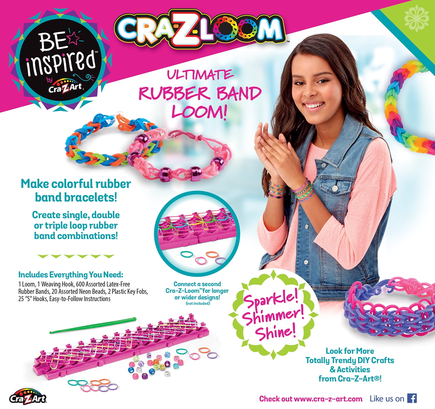 600 Neon Colorful Loom Rubber Bands Crazy Kit & S Clips & Hook & Endless Fun Toy 