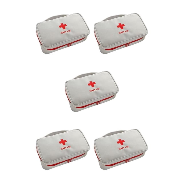 fastboy Emergency Zipper Closure Internal Netting Storage Bag Household Pills Bandage Organizer Cases Outdoor Equipment Grey 5Set