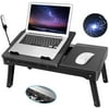 Moclever Laptop Table for Bed-Multi-Functional Laptop Bed Table Tray with Internal Cooling Fan & 2 Independent Laptop Stands-Foldable & 3 Different Height Laptop Desk-LED Lamp-4 Port USB