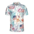 thumbnail image 2 of Funny American Flag Floral Plants Retro Golf Men's Polo Shirt S-5XL, 2 of 5